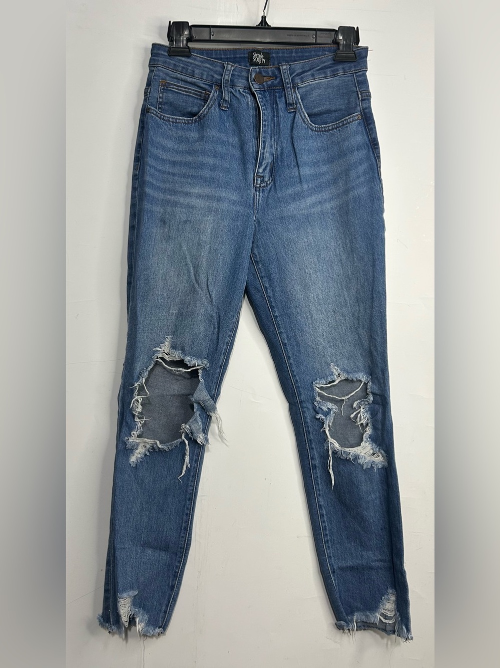 5 for $25🔥Simple Society Distressed Raw Hem Skinny Jeans Juniors Size 5/27